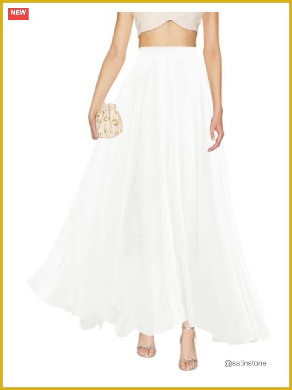 v28 Women's Pleated Chiffon A-Line Maxi Skirt Full Ankle Length High Waist